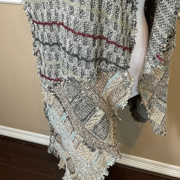 BKE Women Gray Open Front Cardigan SZ L Knit Tunic Sweater Raw Edge Bohemian U3 - Picture 8 of 12